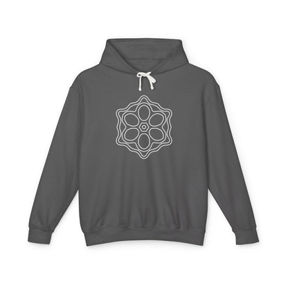 Meditative Mandala Unisex Hooded Sweatshirt, Lightweight Pullover Hoodie, Gift for Relaxation, Mindfulness Apparel, Cozy Layering