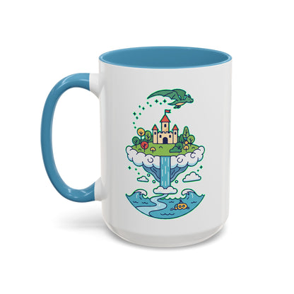 Floating Castle Dragon - Magical Fantasy Island - Color Accent Mug