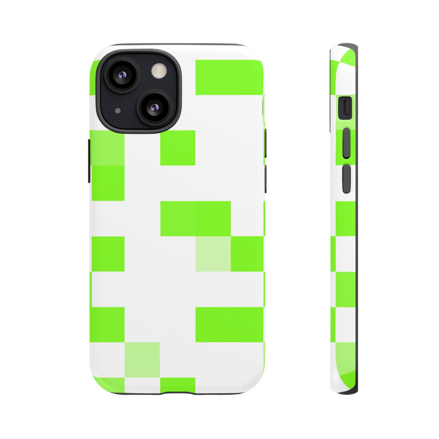 Lime Green Pixel Grid - Phone Case