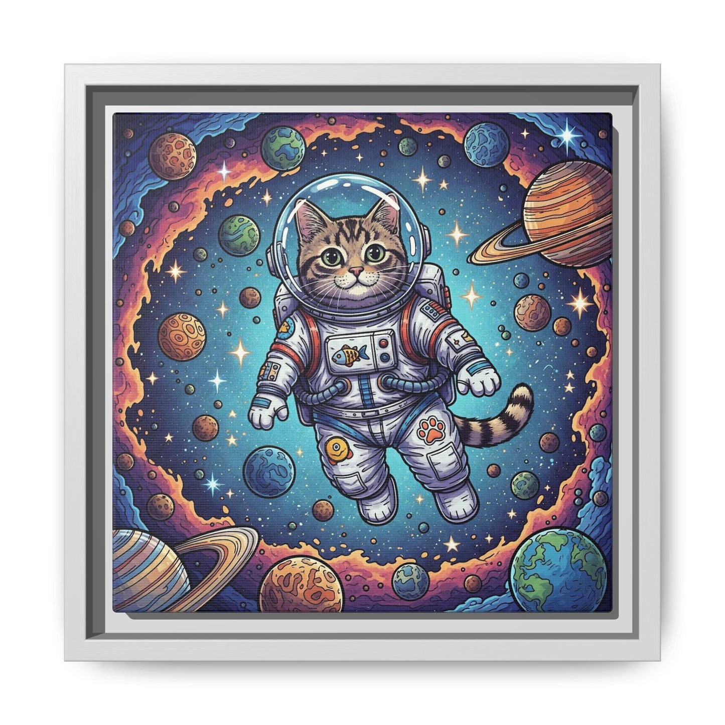Astronaut Cat - Framed Canvas