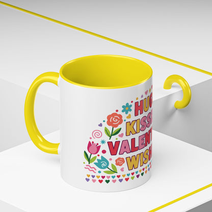Hugs, Kisses & Valentine’s Wishes - Color Accent Mug
