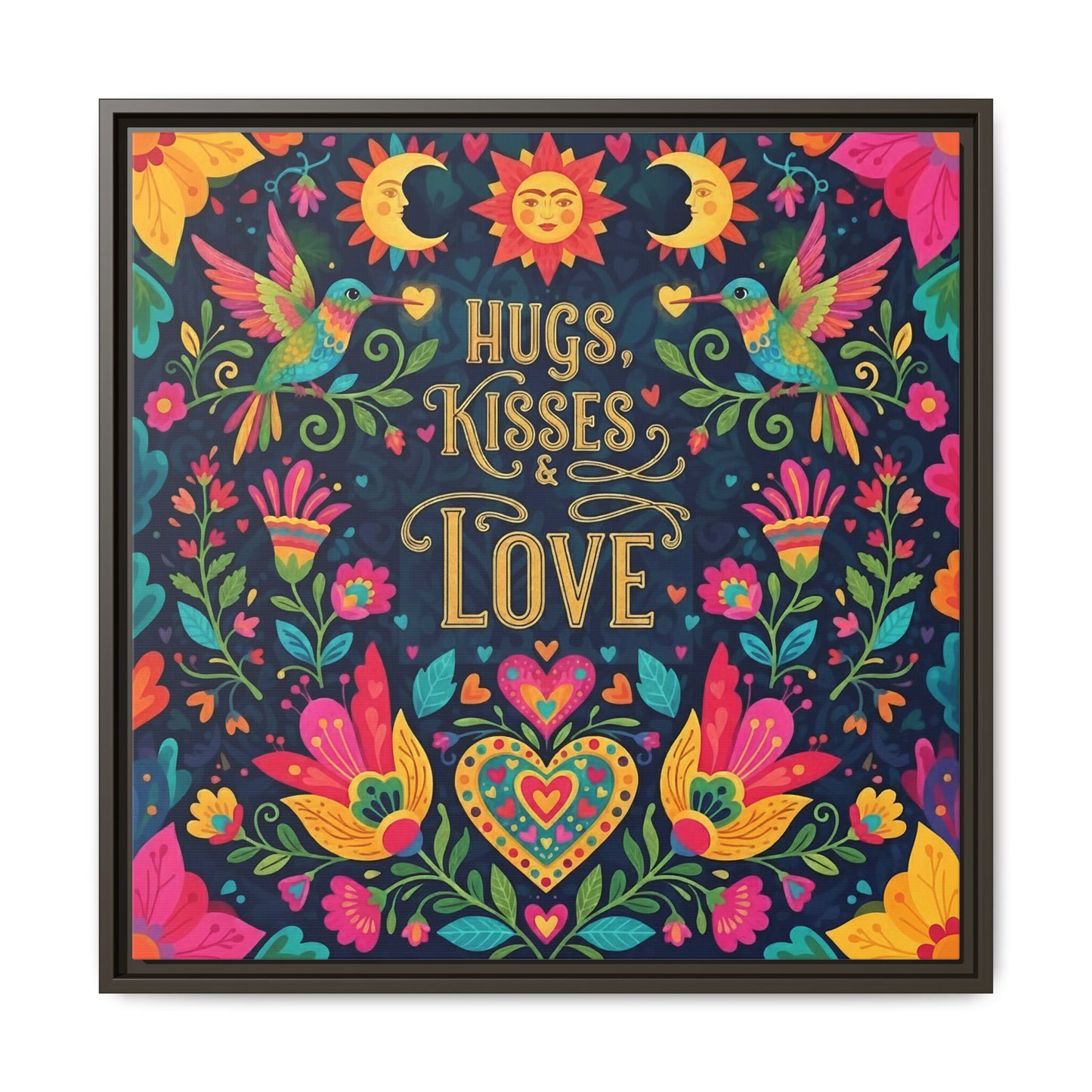Hugs, Kisses & Love - Framed Canvas