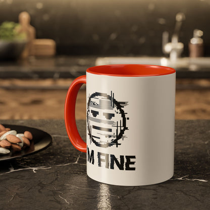 I’m Fine Glitched Smiley - Color Accent Mug