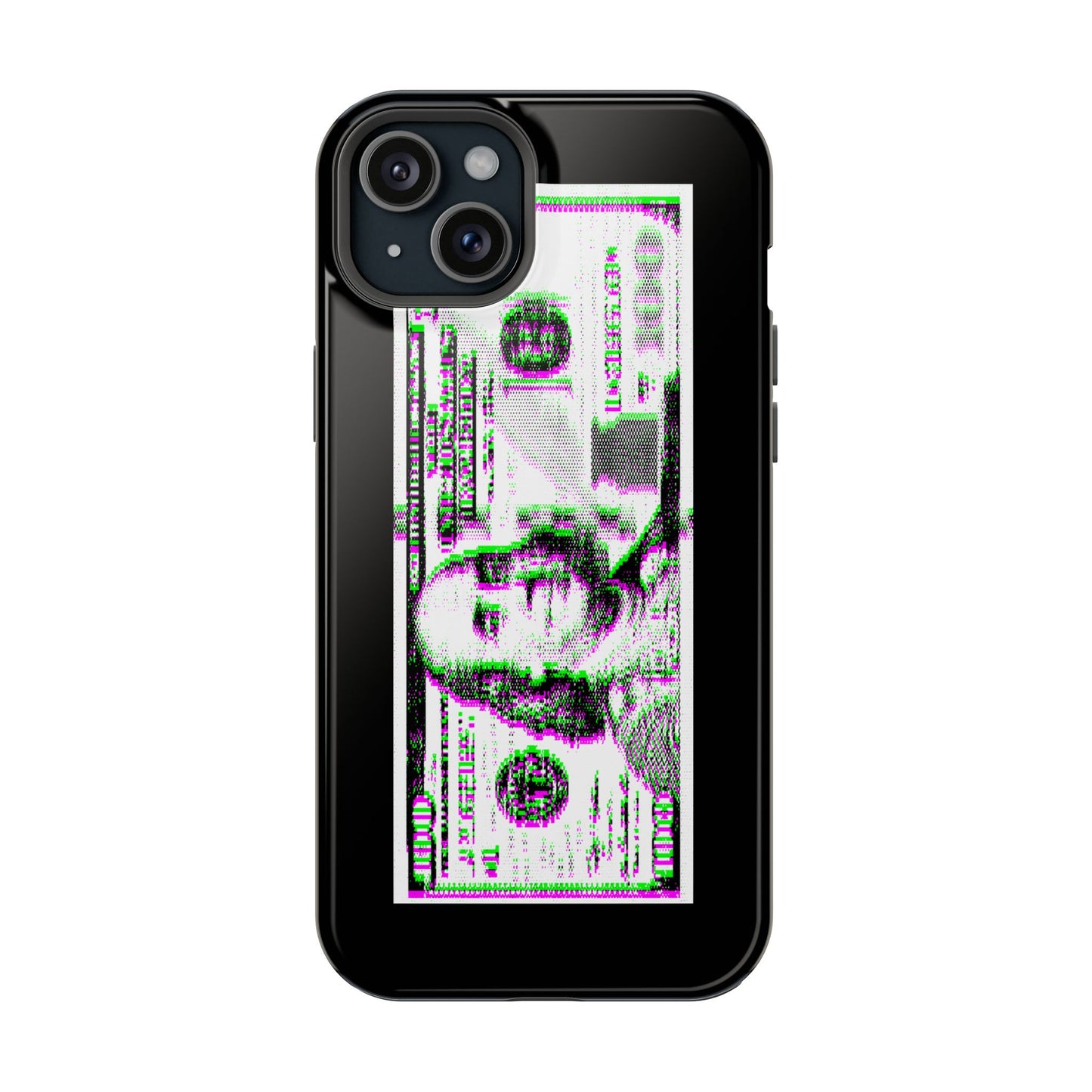 100 Dollars Bill - Green/Magenta Glitch - Magnetic Phone Case