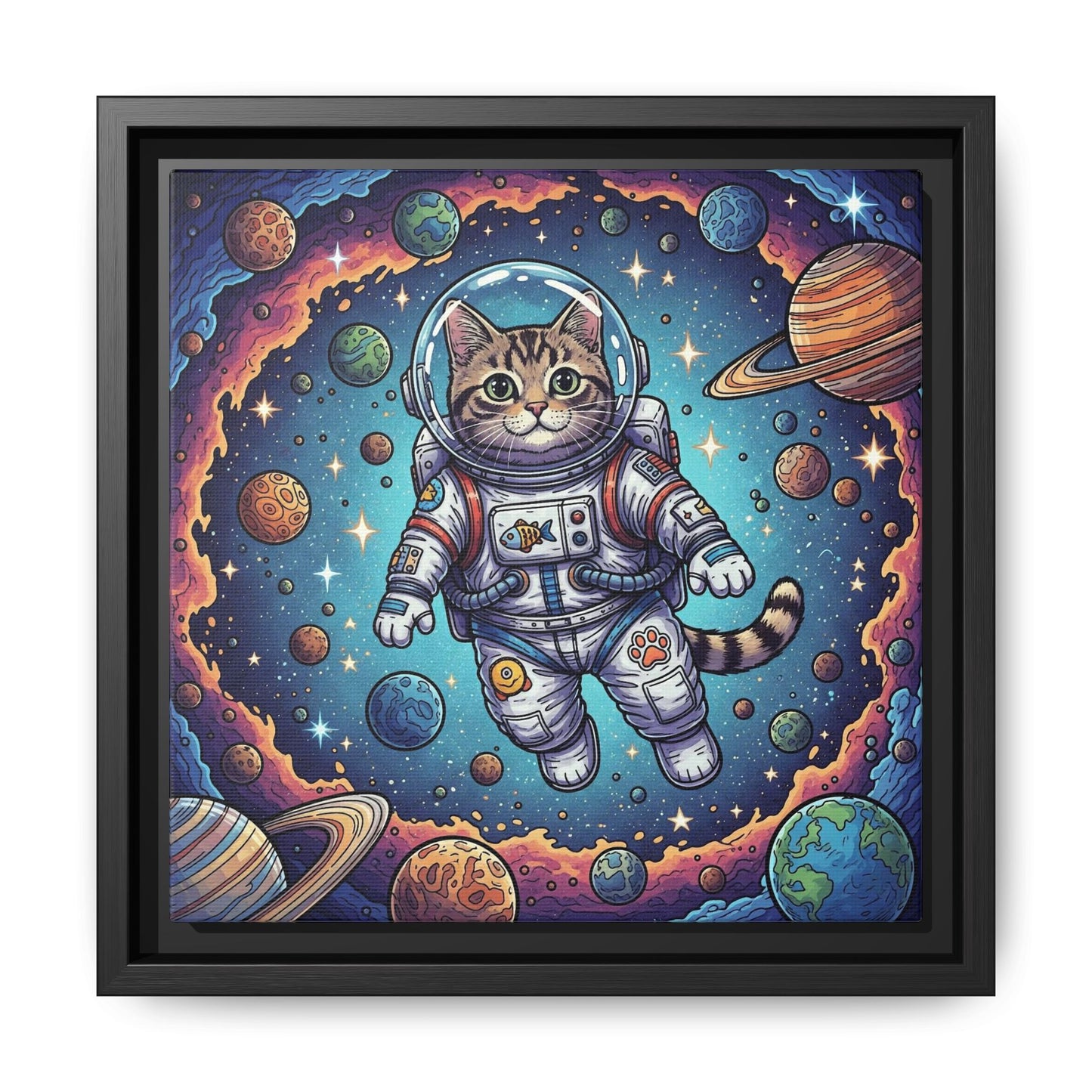 Astronaut Cat - Framed Canvas