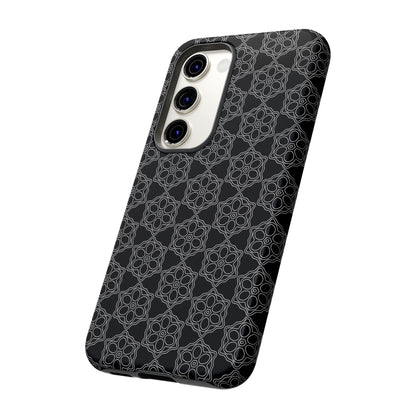 Geometric Pattern Phone Case, Dark Floral Case for Tough Protection, Stylish Smartphone Accessory, Gift for Tech Lovers, Trendy Mobile Cover