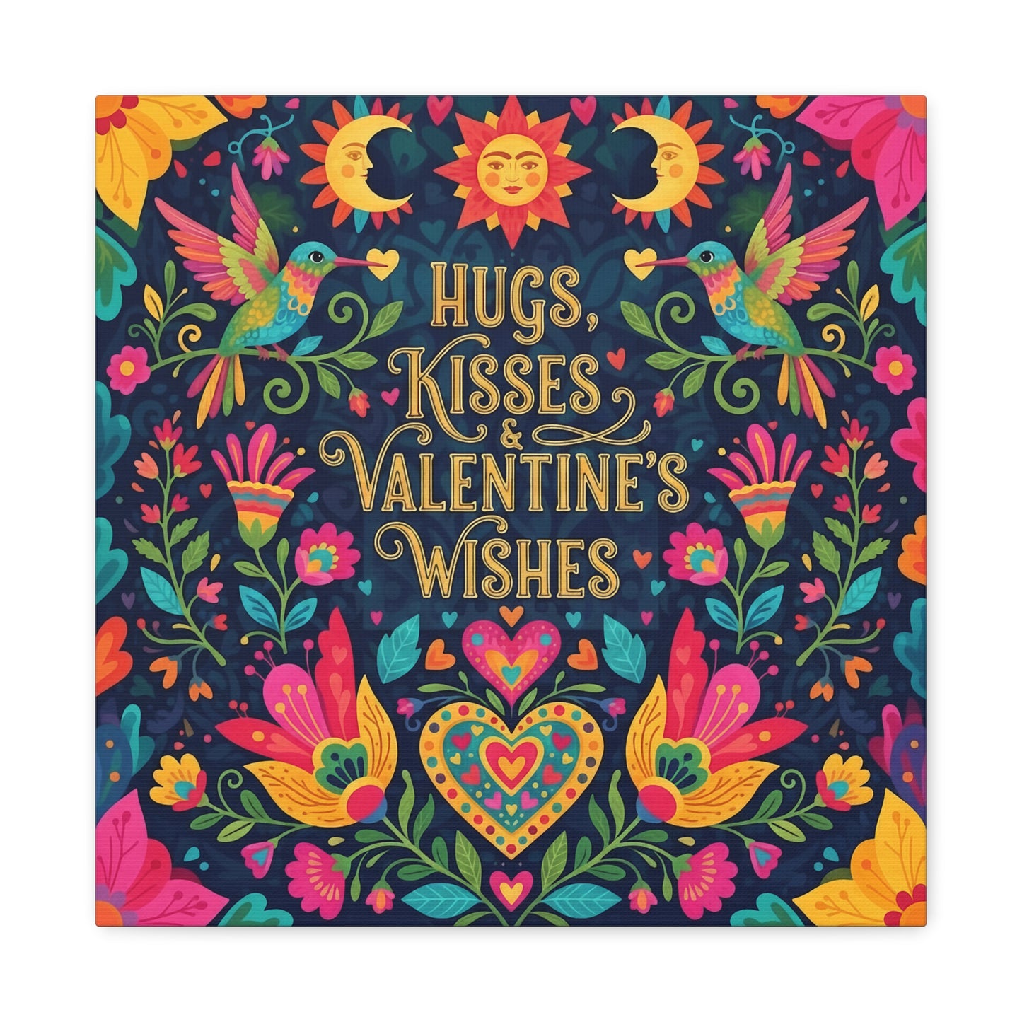 Hugs, Kisses & Valentine's Wishes - Stretched Canvas