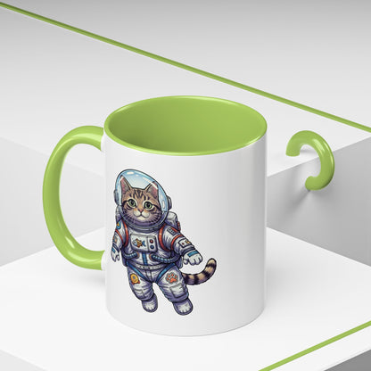 Astronaut Cat - Color Accent Mug