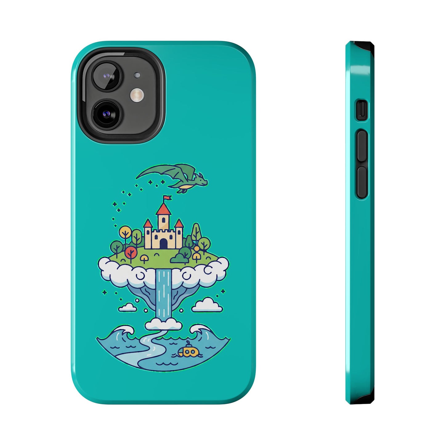 Floating Castle Dragon - Magical Fantasy Island - Phone Case