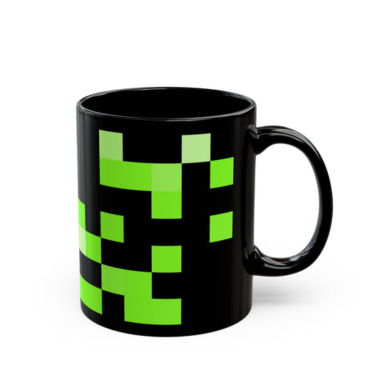 Lime Green Pixel Grid - Black Mug