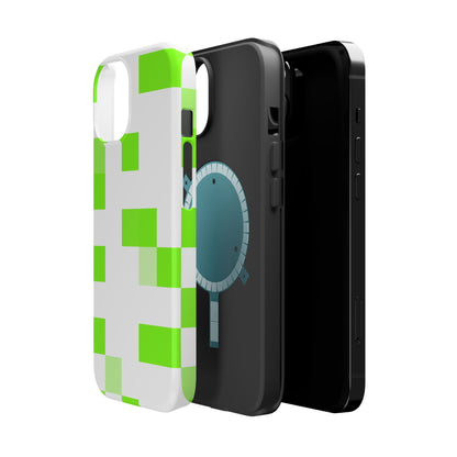 Lime Green Pixel Grid - Magnetic Phone Case