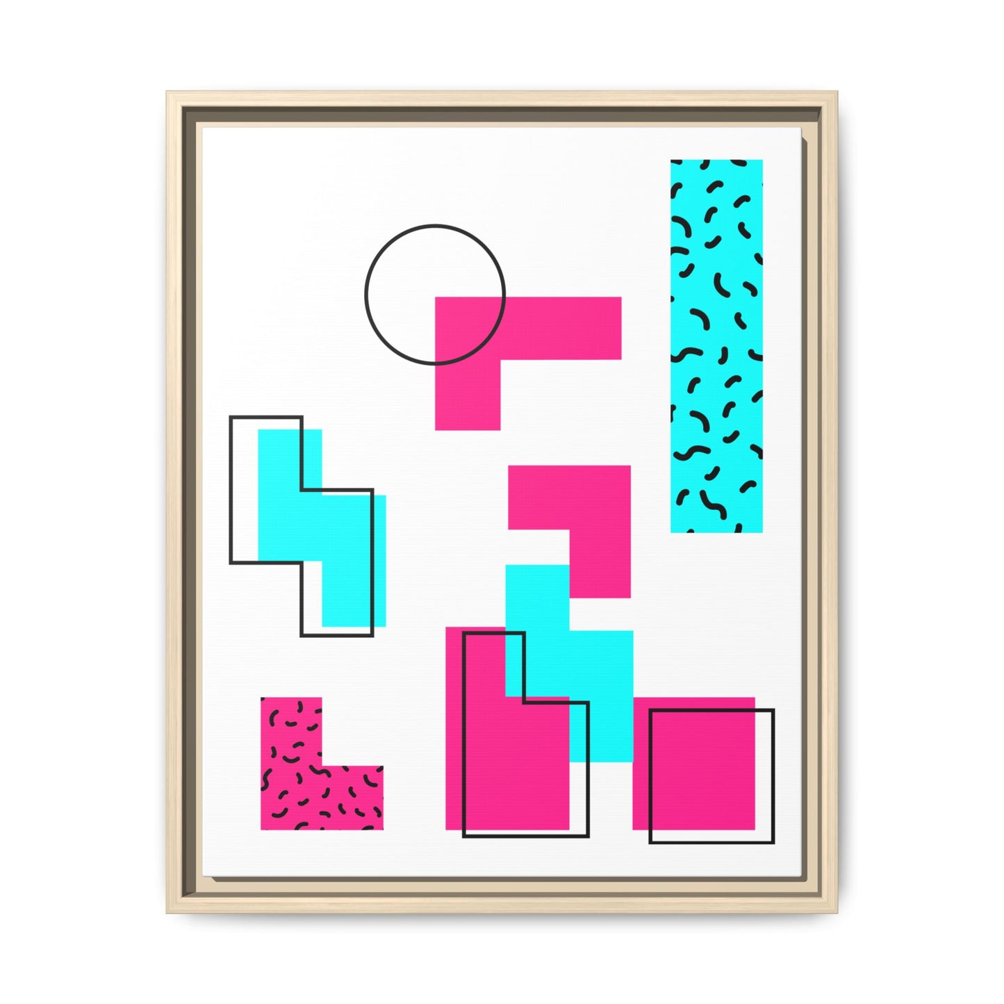 Retro Geometric Vibes - Framed Canvas