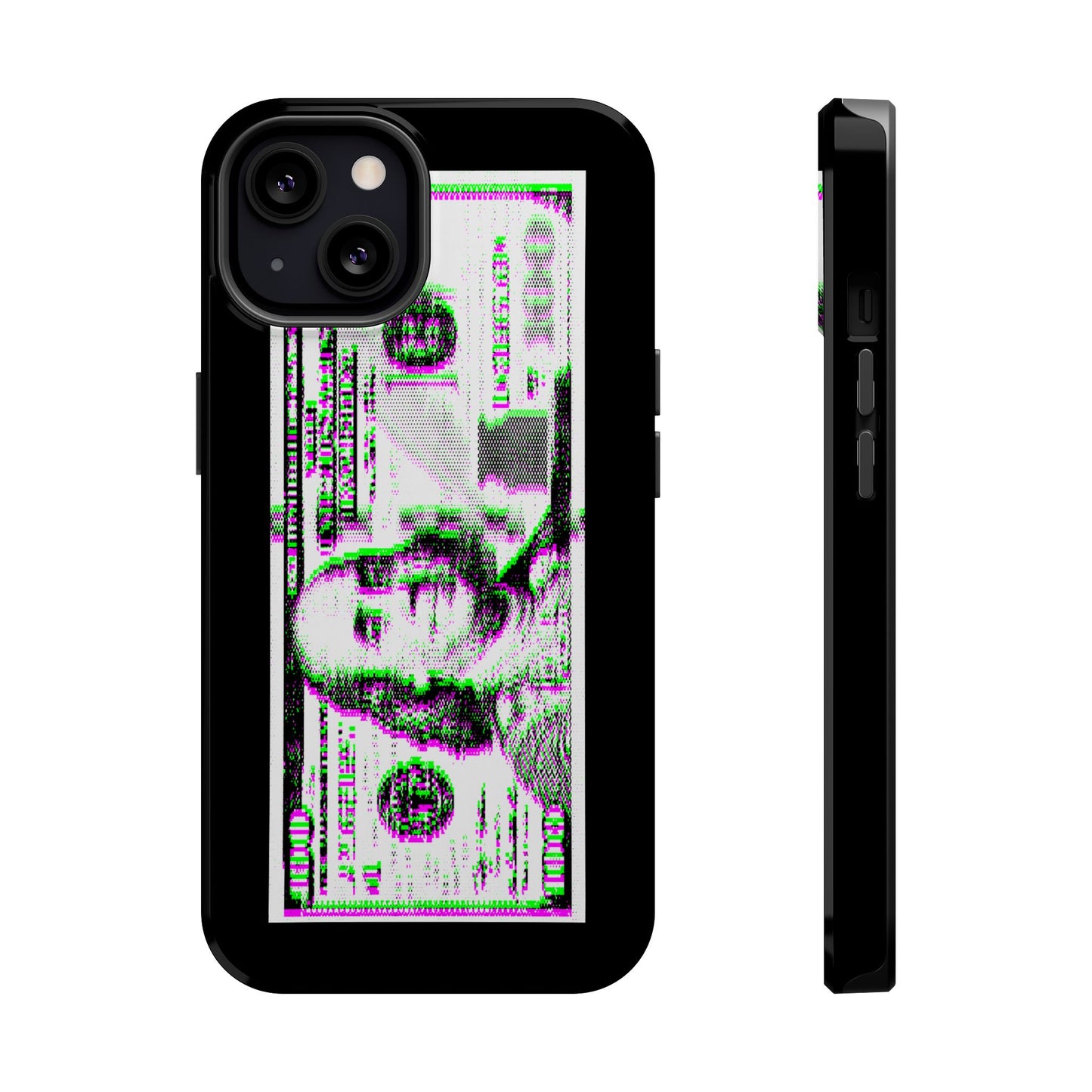 100 Dollars Bill - Green/Magenta Glitch - Magnetic Phone Case