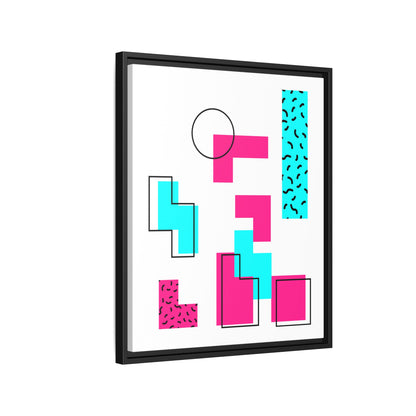 Retro Geometric Vibes - Framed Canvas