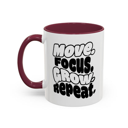 Move. Focus. Grow. Repeat. - Colorful Mug