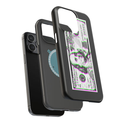 100 Dollars Bill - Green/Magenta Glitch - Magnetic Phone Case