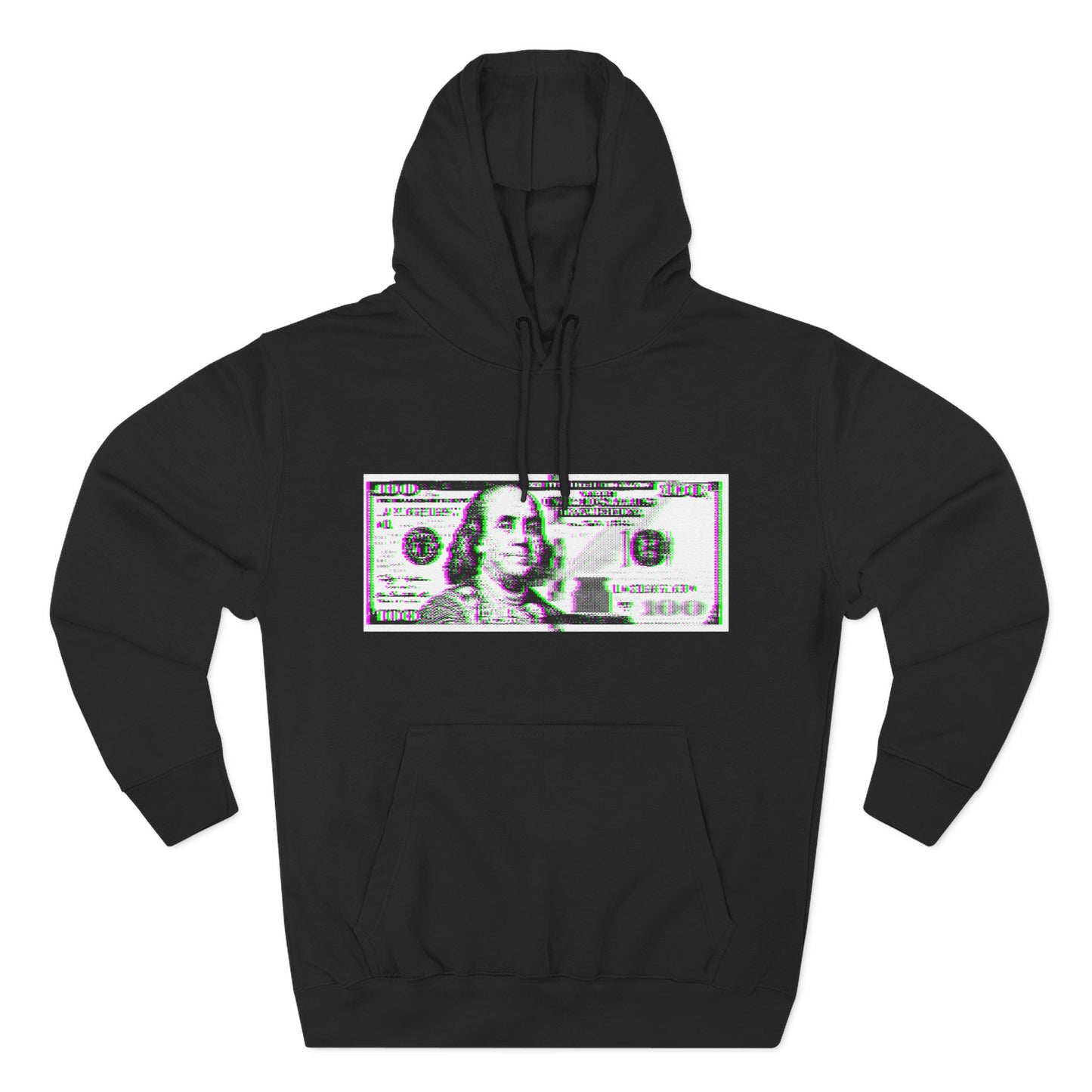 100 Dollars Bill - Green/Magenta Glitch - Hoodie