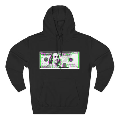 100 Dollars Bill - Green/Magenta Glitch - Hoodie