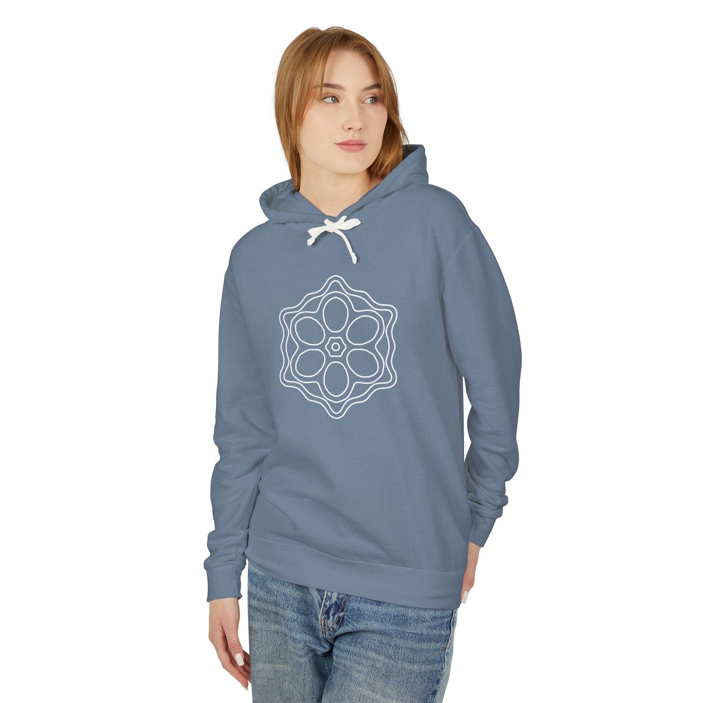 Meditative Mandala Unisex Hooded Sweatshirt, Lightweight Pullover Hoodie, Gift for Relaxation, Mindfulness Apparel, Cozy Layering