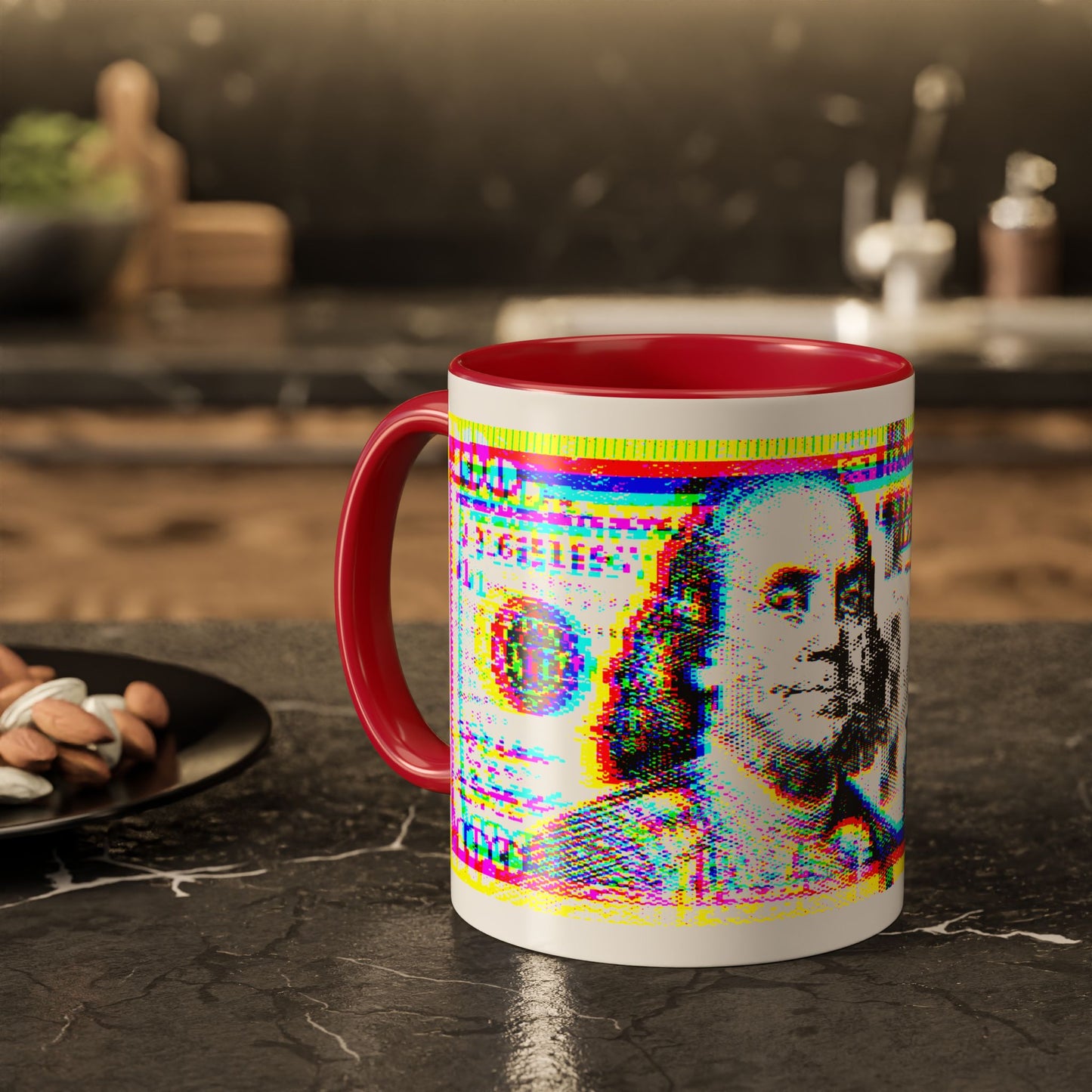 100 Dollars Bill - Neon Color Explosion - Color Accent Mug