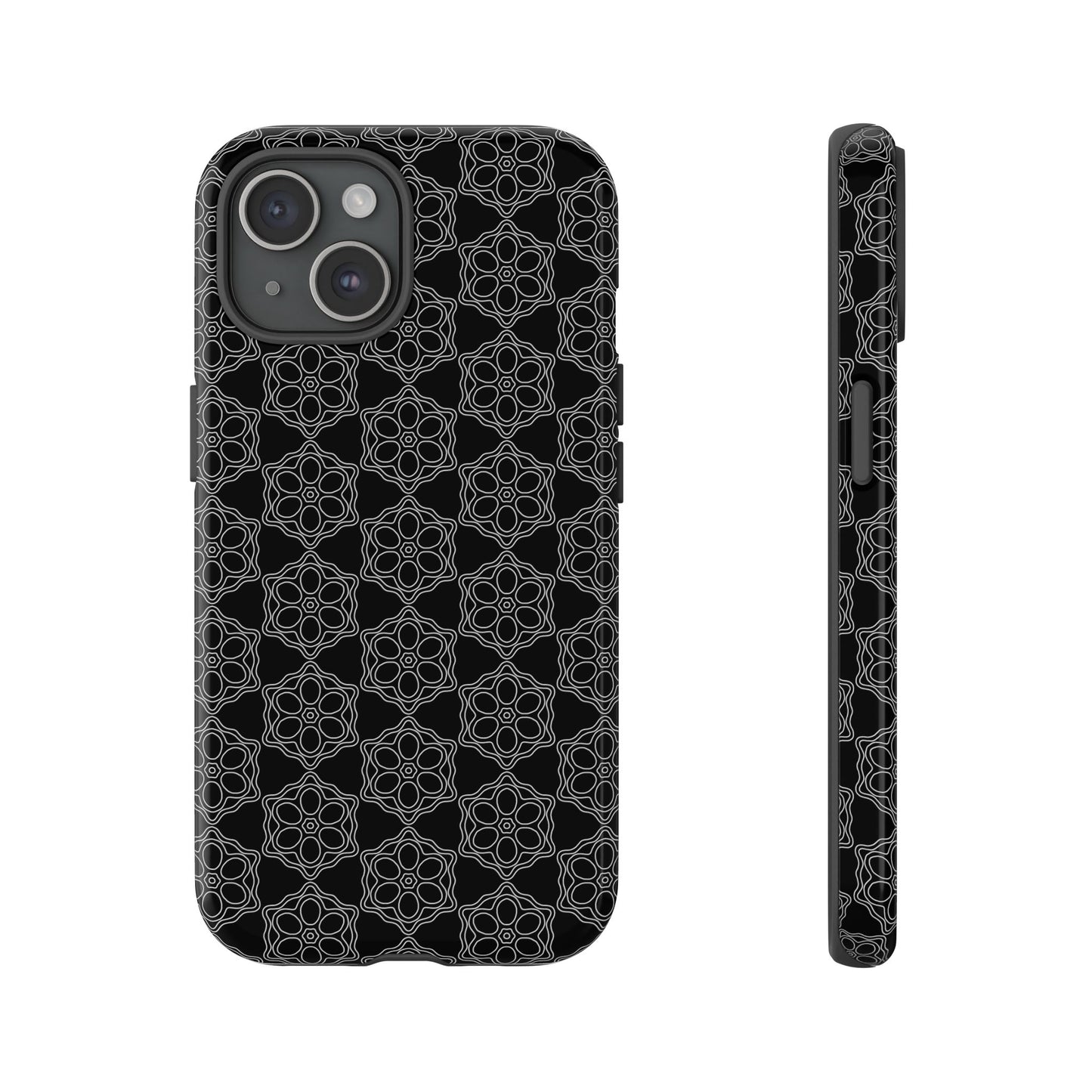 Geometric Pattern Phone Case, Dark Floral Case for Tough Protection, Stylish Smartphone Accessory, Gift for Tech Lovers, Trendy Mobile Cover