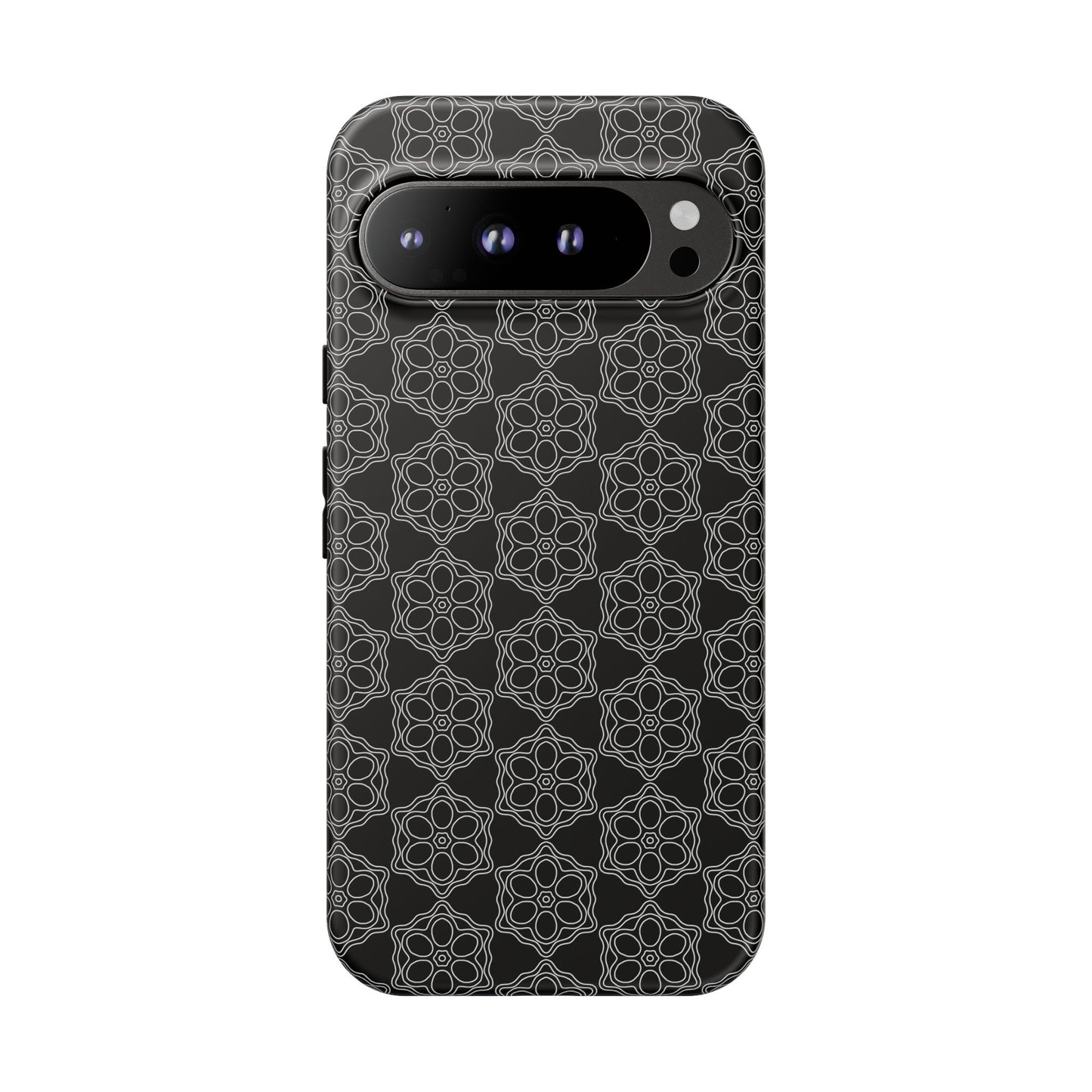 Geometric Pattern Phone Case, Dark Floral Case for Tough Protection, Stylish Smartphone Accessory, Gift for Tech Lovers, Trendy Mobile Cover