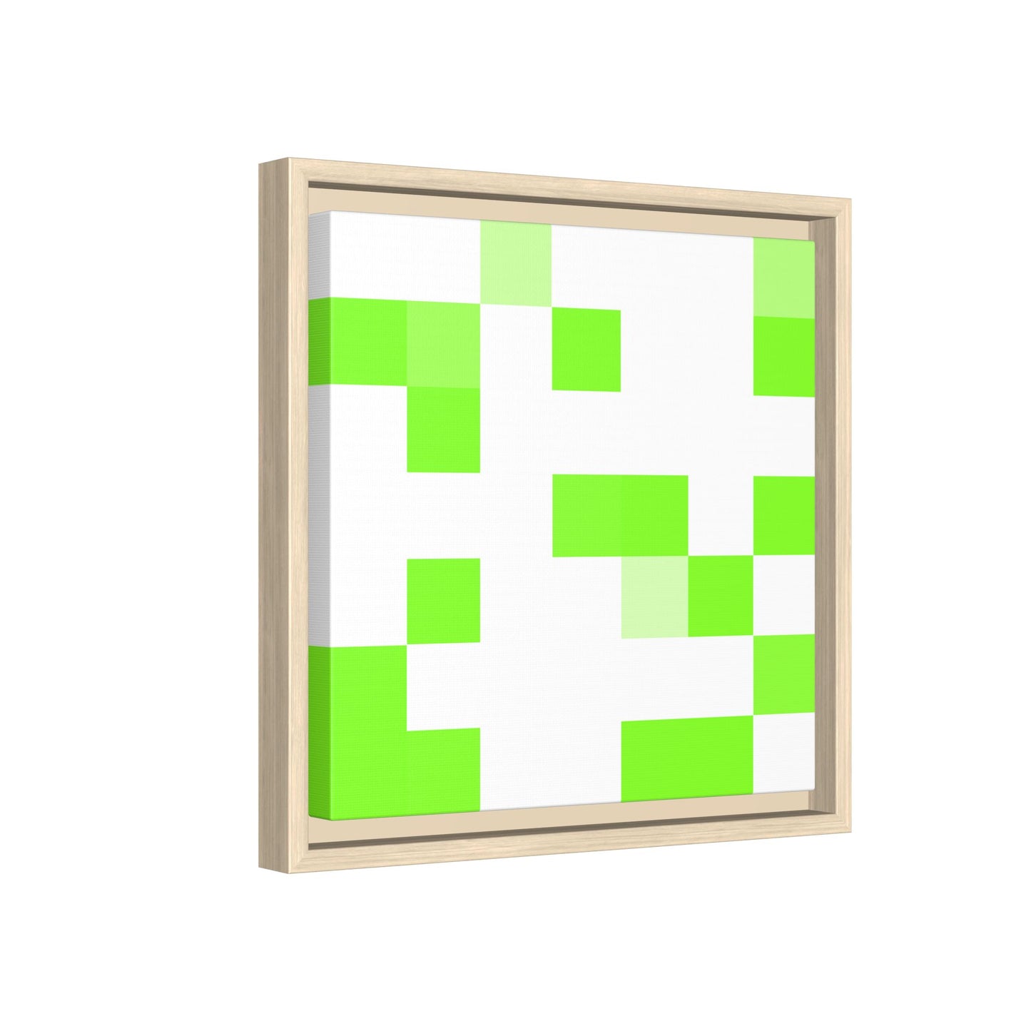 Lime Green Pixel Grid - Framed Canvas