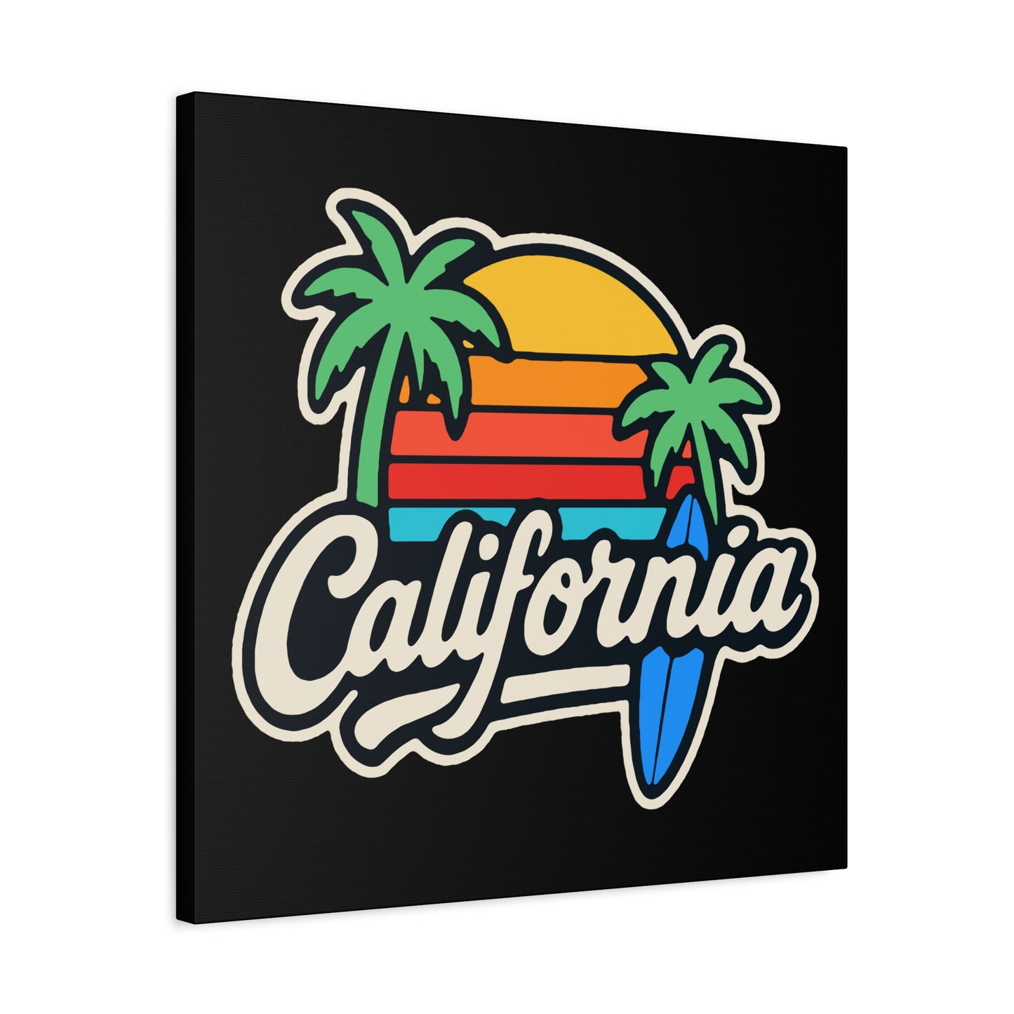 California Sunset Wall Art, Matte Canvas Print, Surf Decor, Tropical Home Decor, Beach Themed Art