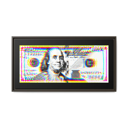 100 Dollars Bill - Neon Color Explosion - Framed Canvas