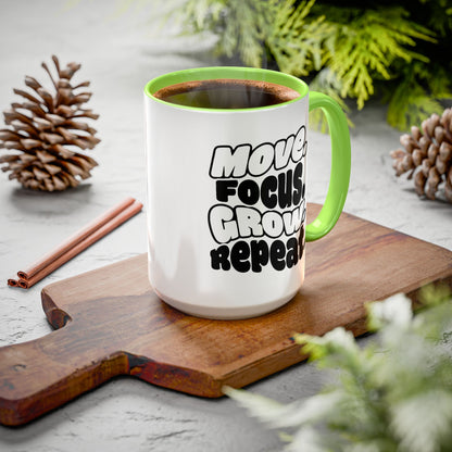 Move. Focus. Grow. Repeat. - Colorful Mug