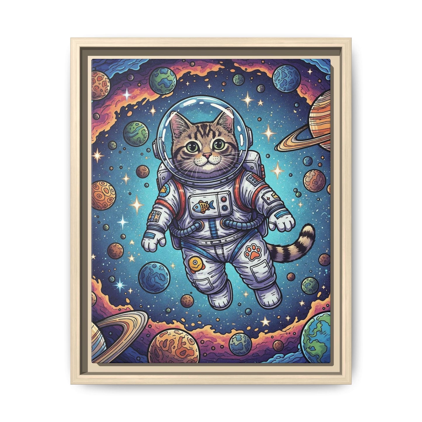 Astronaut Cat - Framed Canvas