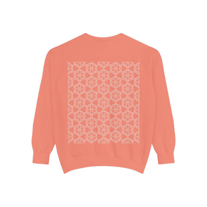 Garment-Dyed Sweatshirt with Elegant Floral Design, Cozy Unisex Sweater, Fashionable Casual Wear, Gift for Her, Perfect for Spring Style