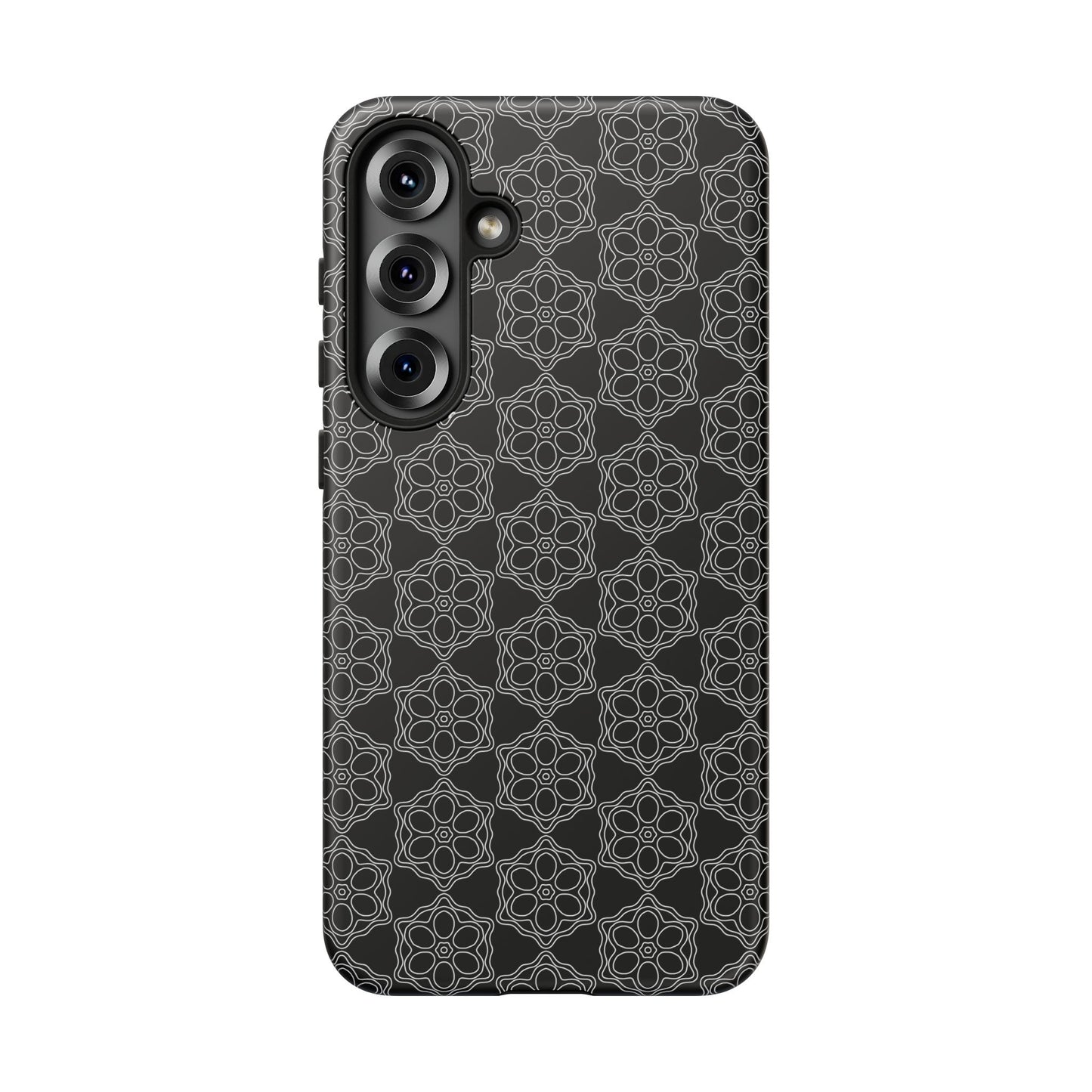 Geometric Pattern Phone Case, Dark Floral Case for Tough Protection, Stylish Smartphone Accessory, Gift for Tech Lovers, Trendy Mobile Cover