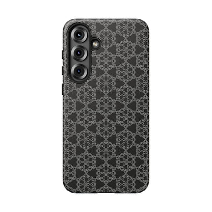 Geometric Pattern Phone Case, Dark Floral Case for Tough Protection, Stylish Smartphone Accessory, Gift for Tech Lovers, Trendy Mobile Cover