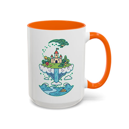 Floating Castle Dragon - Magical Fantasy Island - Color Accent Mug