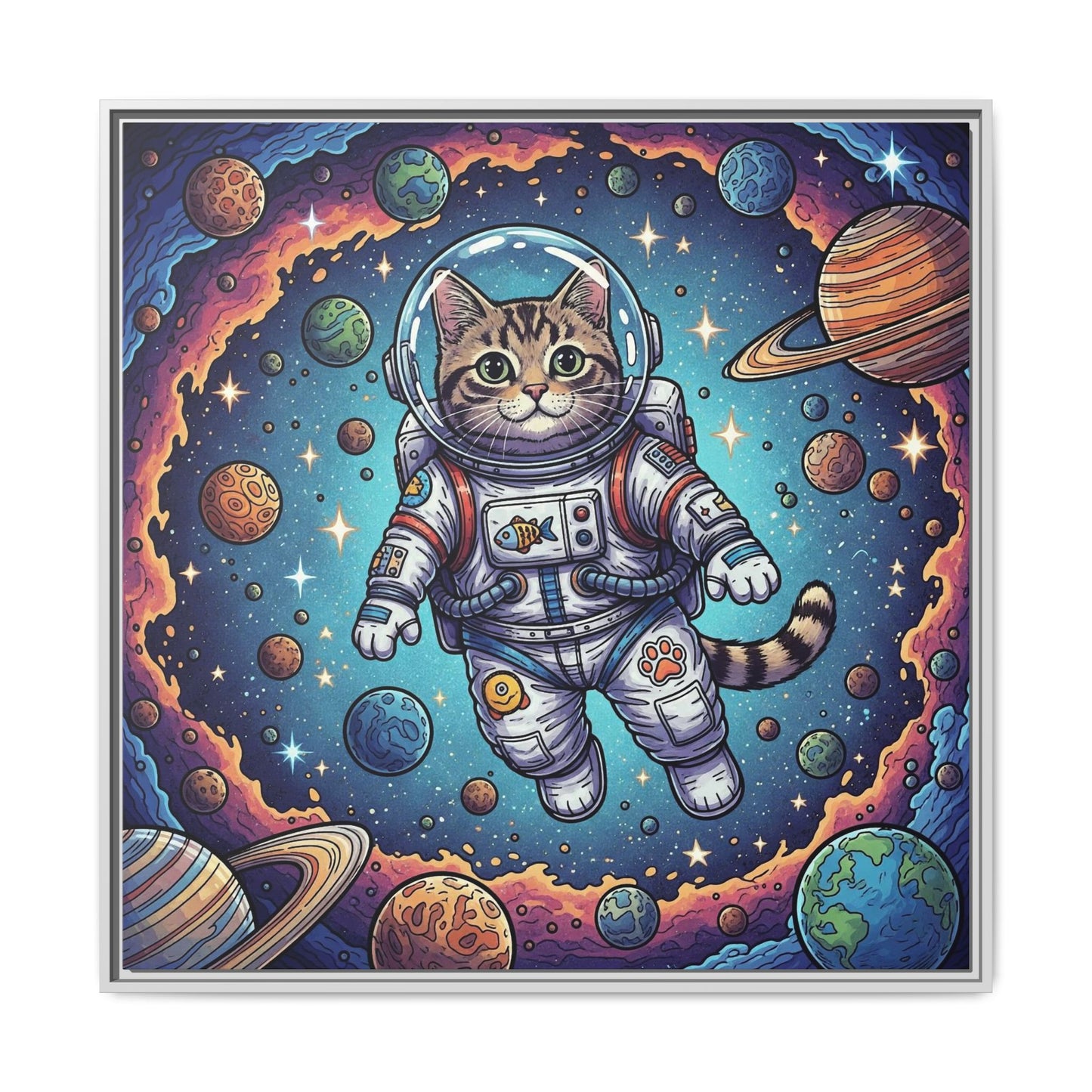 Astronaut Cat - Framed Canvas