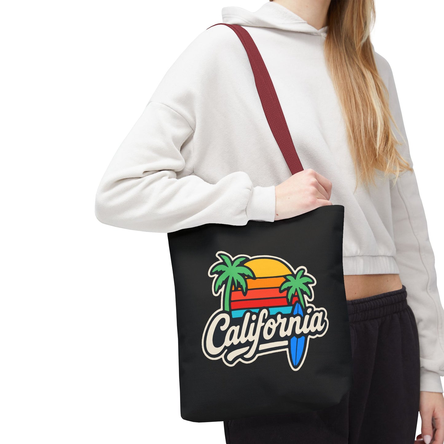 California Retro Tote Bag - Beach Vibes, Summer Accessory, Travel Bag, Gift for Friends, Eco-Friendly Shopping