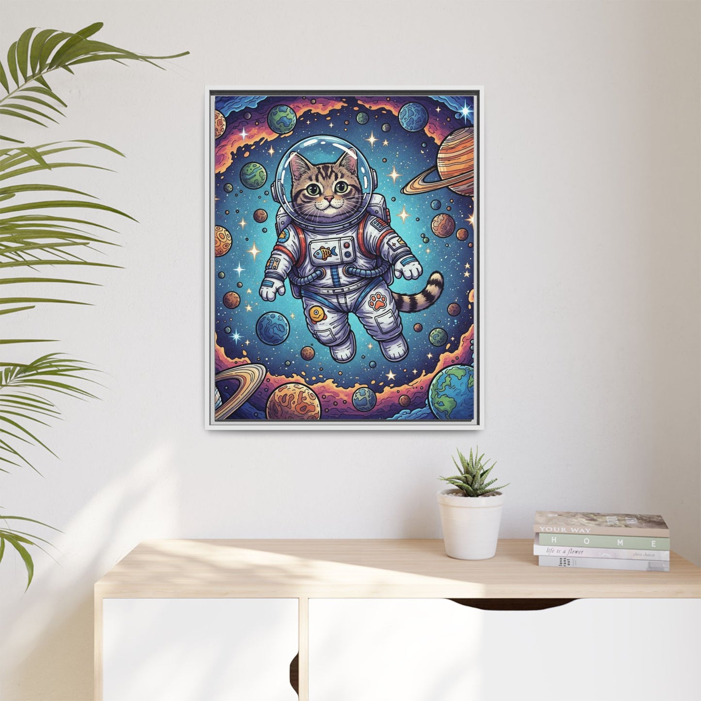 Astronaut Cat - Framed Canvas