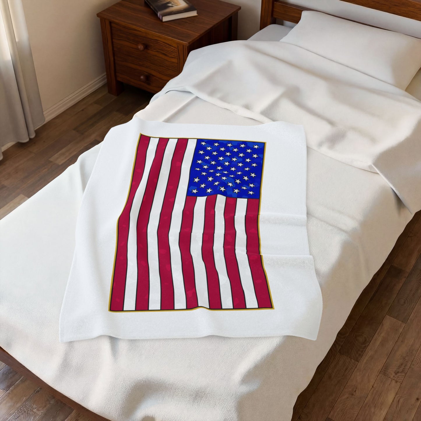 New Glory American Flag (Gold Edge Edition) - Plush Blanket