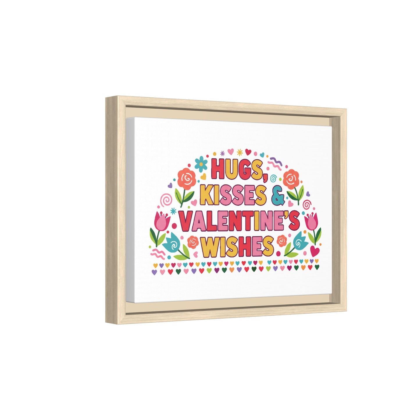 Hugs Kisses & Valentine's Wishes - Framed Canvas