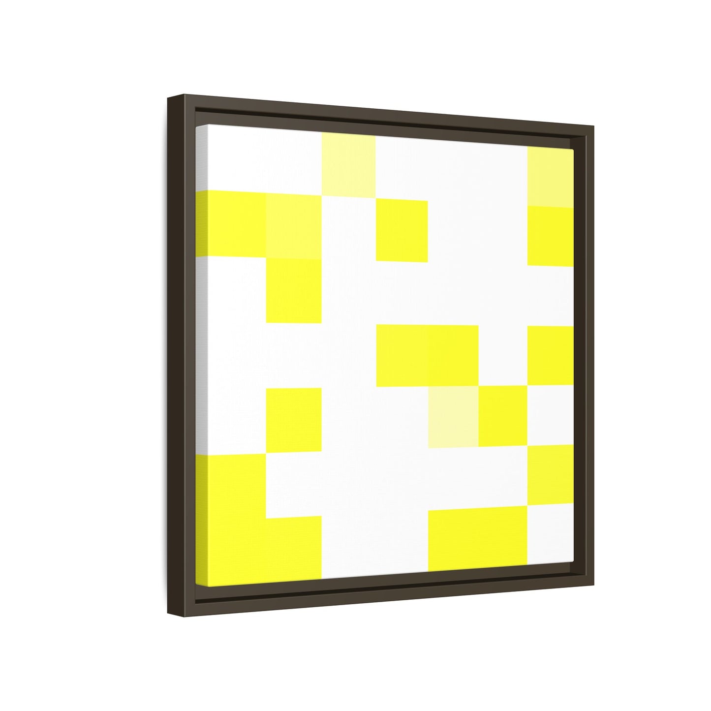 Yellow Pixel Grid - Framed Canvas