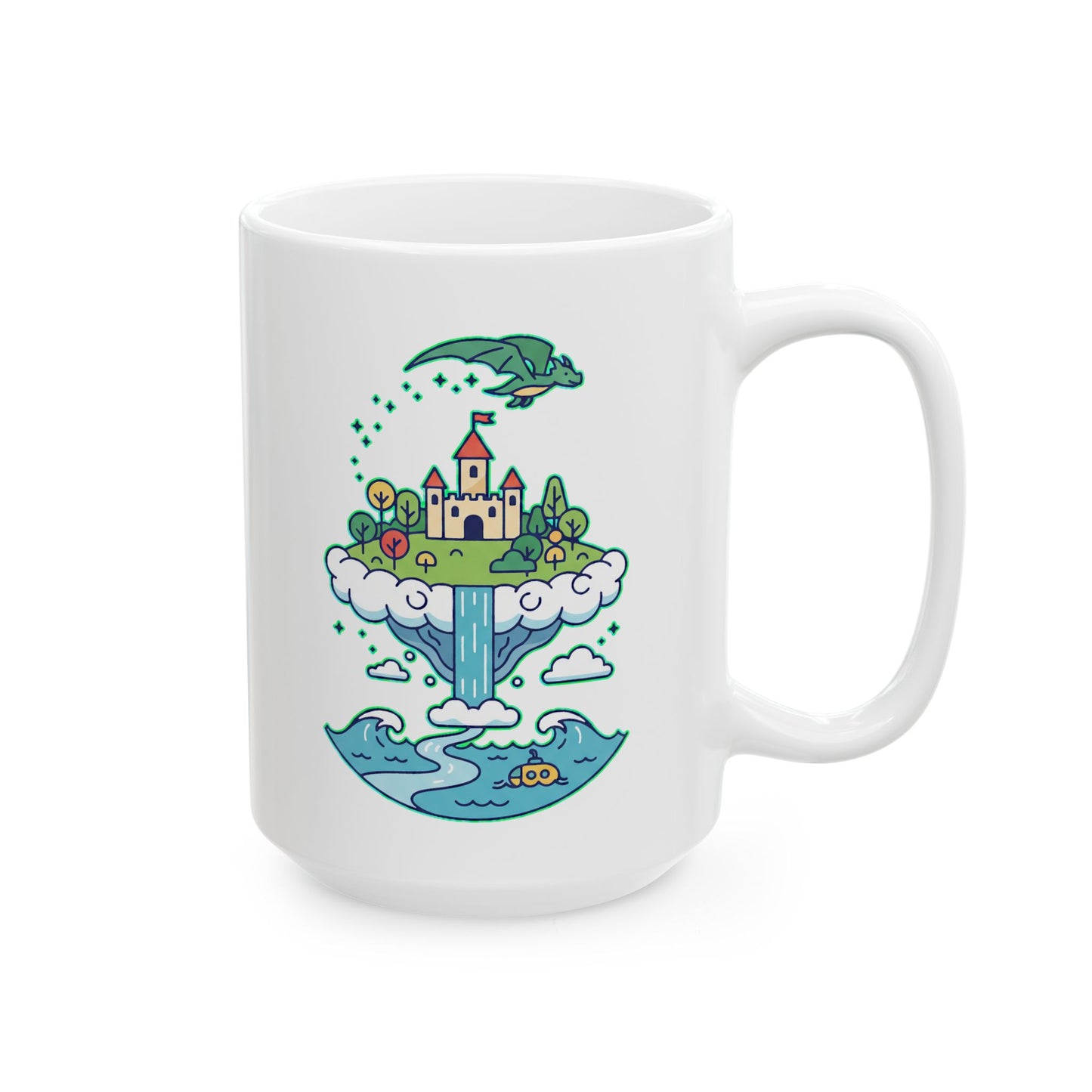 Floating Castle Dragon - Magical Fantasy Island - Mug