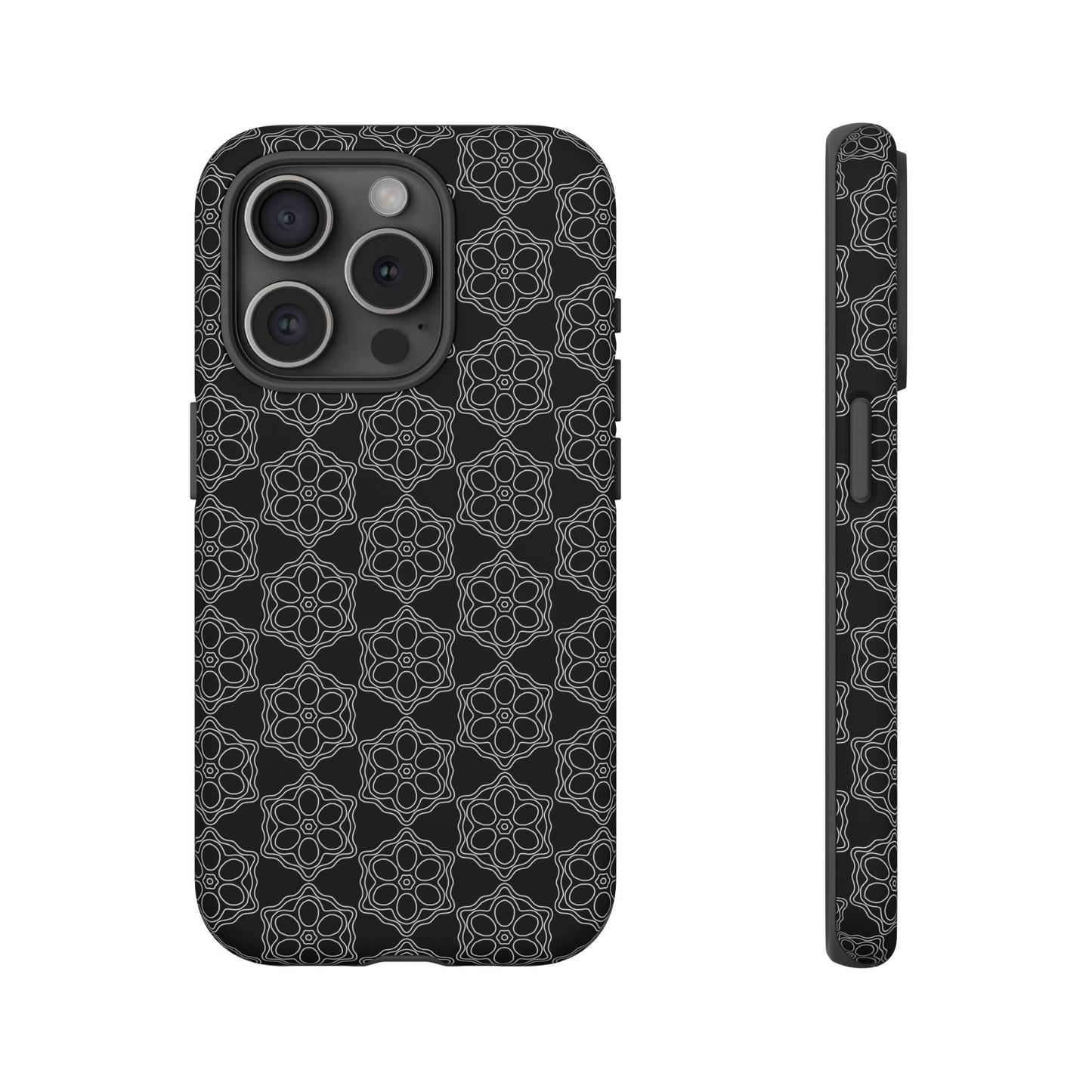 Geometric Pattern Phone Case, Dark Floral Case for Tough Protection, Stylish Smartphone Accessory, Gift for Tech Lovers, Trendy Mobile Cover