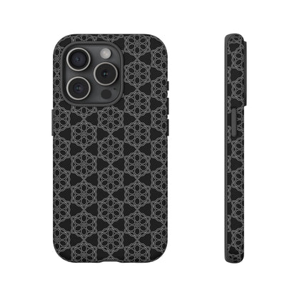 Geometric Pattern Phone Case, Dark Floral Case for Tough Protection, Stylish Smartphone Accessory, Gift for Tech Lovers, Trendy Mobile Cover