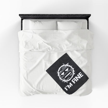 I’m Fine Glitched Smiley - Plush Blanket