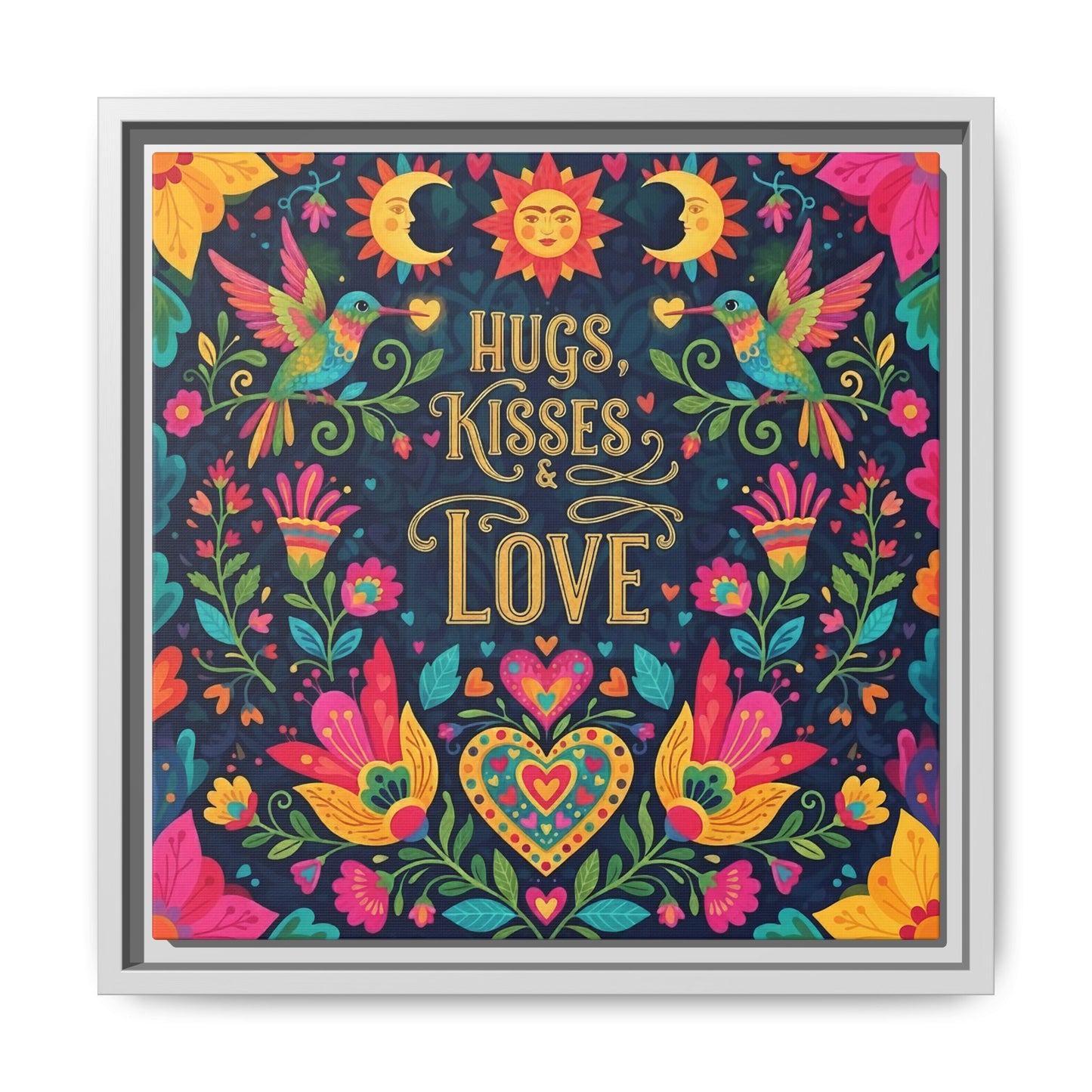 Hugs, Kisses & Love - Framed Canvas