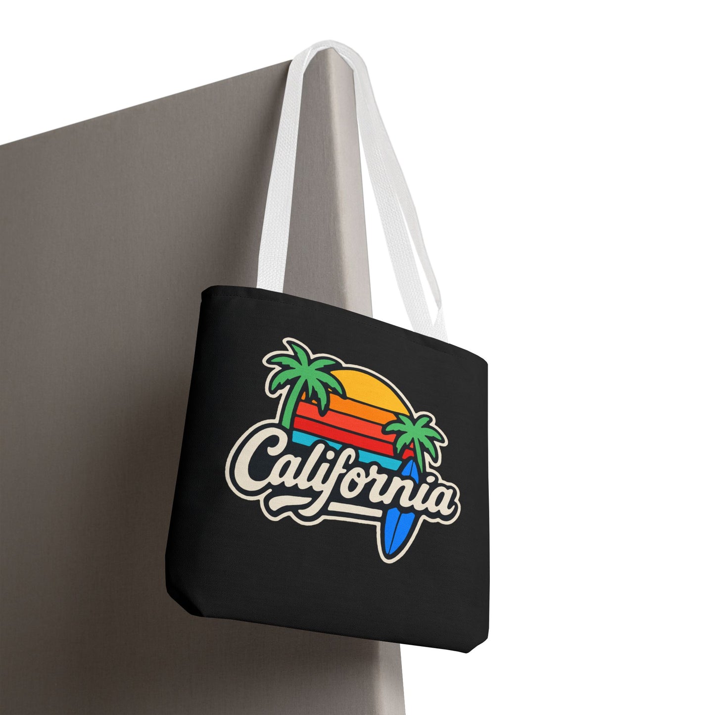 California Retro Tote Bag - Beach Vibes, Summer Accessory, Travel Bag, Gift for Friends, Eco-Friendly Shopping