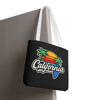 California Retro Tote Bag - Beach Vibes, Summer Accessory, Travel Bag, Gift for Friends, Eco-Friendly Shopping