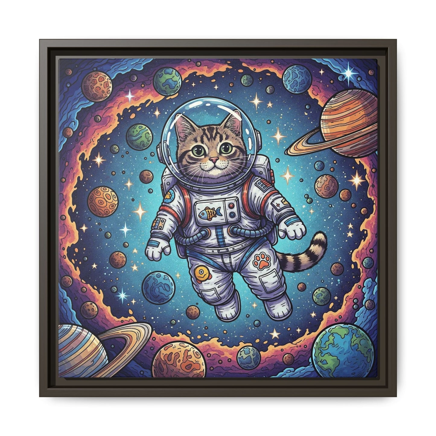 Astronaut Cat - Framed Canvas