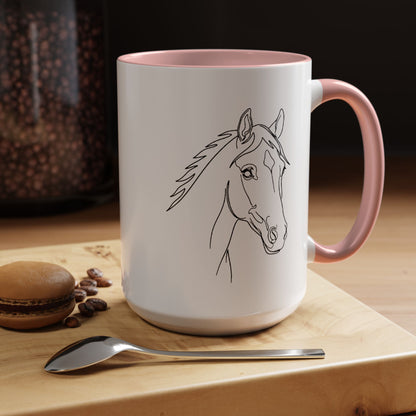 Horse Portrait Sketch - Color Accent Mug